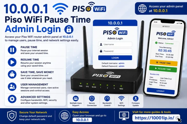 10.0.0.1 Piso WiFi Pause Time