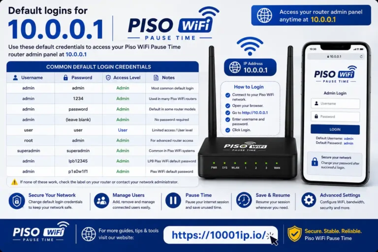 piso wifi 10.0.0.1 pause time app